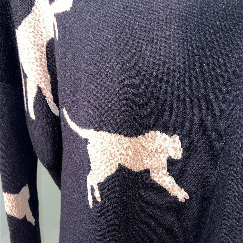 Black Mock Turtleneck Tunic Sweater with Cheetah Pattern Sz S - Picture 2 of 8